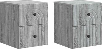 vidaXL Mesita De Noche De Pared 2 Uds. Gris Sonoma 33 X 34,5 X 40 Cm Vidaxl