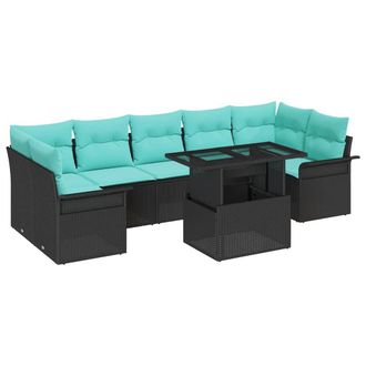 vidaXL Set Divano Da Giardino 8 Pz Nero Vidaxl