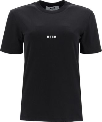 Msgm Black T-shirt With White Micro Logo