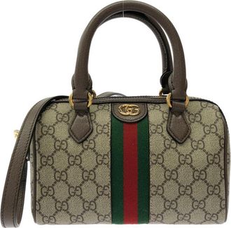 Gucci Beige Brown Gg Supreme Boston Bag (Pre-Owned)