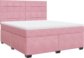 vidaXL Vidaxl - Cama Box Spring Con Colch&oacute;n Terciopelo Rosa 180x200 Cm