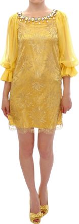 Dolce & Gabbana Yellow lace crystal mini Womens dress