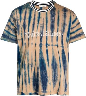 Wales Bonner logo-print tie-dye T-shirt - men - Cotton/Elastane/Polyester - S - Green