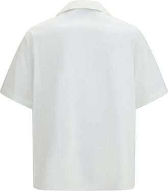 Valentino Mens Cotton Poplin Bowling Shirt With Vgold Bianco