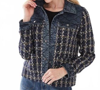 FDJ Mixed Media Jacket In Isla Indigo