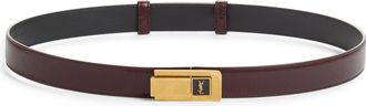 Saint Laurent Charniere Logo Buckle Leather Belt in Hot Wine at Nordstrom, Size 100