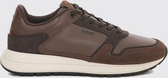 HUGO BOSS Vinston Runner Low Top Leather and Suede Sneakers with Mesh Lining