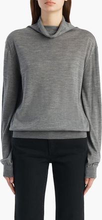 Khaite Annette Merino Wool Blend Funnel Neck Sweater in Sterling at Nordstrom, Size X-Small