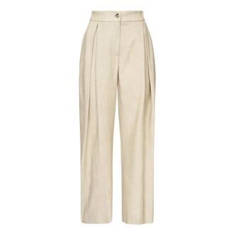 Pinko Pinko, Dames, Broeken, Beige, Maat: XS Viscose