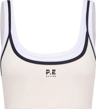 P.E Nation logo trim crop top - White