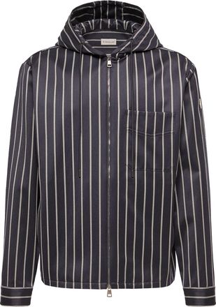 Moncler Moncler Wool & Cotton Striped Hooded Shirt, Men, Blue, Size: 3xl