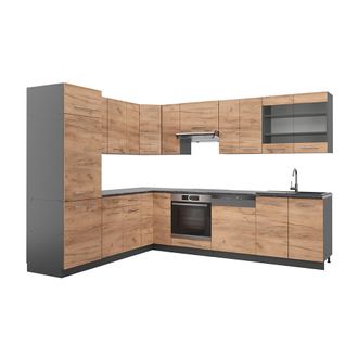 Vicco Cocina Esquinera Fame-line, Oro Power Roble/antracita, 227 X 287 Cm, Et Antracita