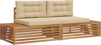 vidaXL 2 Uds. Conjunto De Sof&aacute;s De Exterior Natural Y Beige Vidaxl