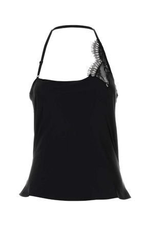 Courr&egrave;ges Black Lace One Shoulder Top