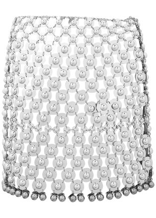 Paco Rabanne Disc Link Metal Mini Skirt - Silver - 38 (UK10 / S)