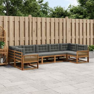 vidaXL Vidaxl Set Di Divani Da Esterno 7 Pz Naturale E Antracite