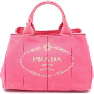 Prada Pink Canvas Handbag Tote Bag (Pre-Owned)