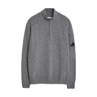 C.P. Company C.P. Company, Turtlenecks, male, Gray, 2XL, Lambswool GRS Half Zipped Knit