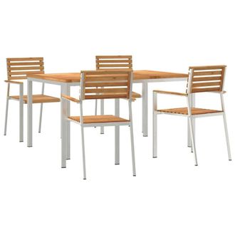 Berkfield Home 5 Piece Garden Dining Set Solid Wood Teak in Brown