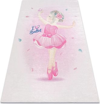 RugsX Alfombra Lavable Bambino 42830 Bailarina Para Ni&ntilde;os Antideslizante - Rosado Pink 160x220 Cm