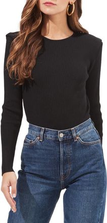 ASTR the Label Felice Ribbed Sweater Bodysuit in Black at Nordstrom, Size Medium
