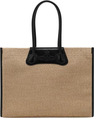 Vivienne Westwood Troy Tote - Dames - Shoppers - Beige - ONE Size - Katoen - Tassen