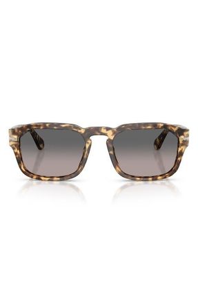 Persol 56mm Gradient Polarized Pillow Sunglasses in Beige Tortoise /Polar Grey at Nordstrom