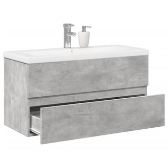 Berkfield Home 2 Piece Bathroom Furniture Set Concrete Grey Engineered Wood