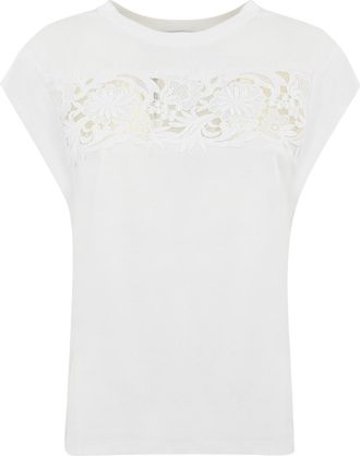 Twin-Set Cotton T-shirt With Lace Application