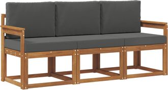 vidaXL Conjunto De Sof&aacute;s De Exterior 3 Uds. Natural Y Antracita Vidaxl