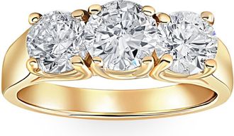 Pompeii3 3ct Diamond Three Stone Wedding Anniversary Ring 14k Yellow Gold Size Selectable