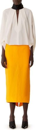 Lanvin Asymmetrical Midi Skirt In Paper And Viscose in Mandarin at Nordstrom, Size 36