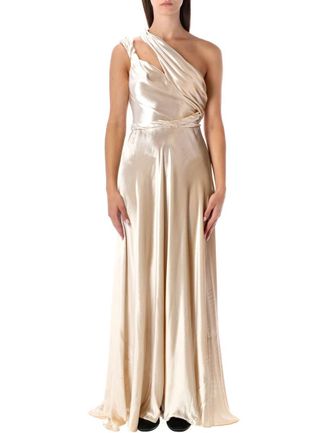 Alberta Ferretti Velvet One-Shoulder Long Dress