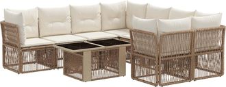 vidaXL Conjunto De Sof&aacute;s De Jard&iacute;n 9 Uds. Beige Rat&aacute;n Sint&eacute;tico Vidaxl