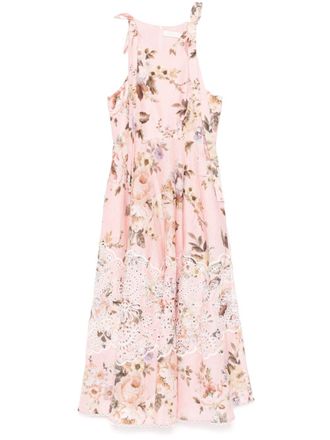 Zimmermann Acacia midi-jurk met broderie - Roze
