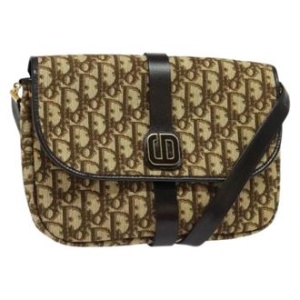 Dior Pre-owned Cross Body Bags, female, Brown, Size: ONE SIZE Pre-owned Vintage Trotter Canvas Shoulder Bag