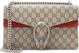 Gucci Beige, Red GG Supreme Coated Canvas & Leather Dionysus Medium Shoulder Bag (Authentic Pre-Loved)