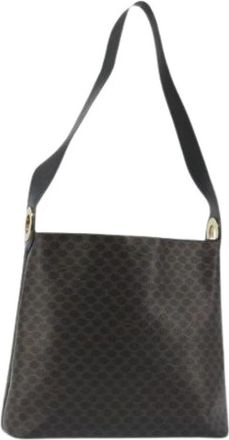 Celine Pre-owned Macadam Canvas Shoulder Bag - Dames - Vintage Schoudertas - Zwart - ONE Size - Leer - Vintage