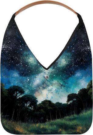 Generic Tranquil Mystery Night Starry Sky Reusable Lightweight Grocery Bags - Foldable Into Compact Pouch, Washable & Sturdy, Multipurpose for Shopping and Tr