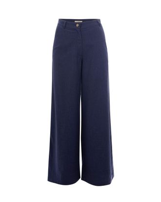 Sessun Wide-Leg Tailored Trousers in Exclusive Chin&eacute; Fabric