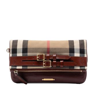 Burberry Pre-owned Burberry House Check Canvas and Leather Adeline Fold Over Wristlet Clutch Ladies ZSMG23VX2E08UJOX