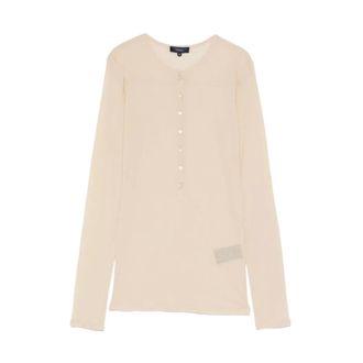 SOEUR V-neck Knitwear, female, Beige, Size: XS Isabella Long Sleeve T-Shirt