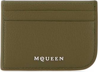 Alexander McQueen Groene Leren Kaarthouder - Heren - Portefeuilles - Groen - ONE Size - Accessoires