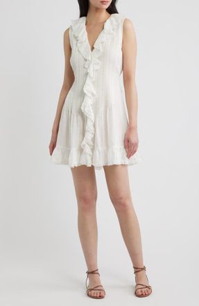 D&ocirc;en Henrietta Ruffle Sleeveless Minidress in Salt at Nordstrom, Size Medium