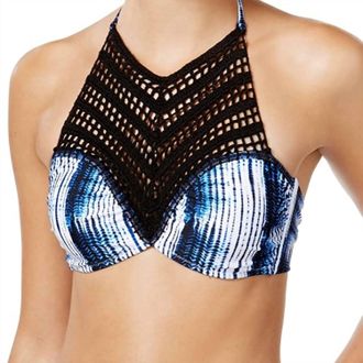 Raisins Womens High Neck Bikini Top In Indigo Nights