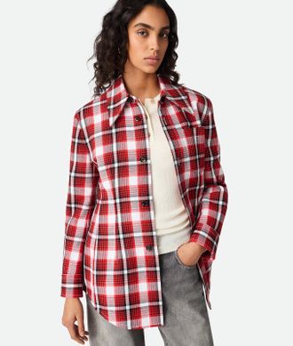 Bottega Veneta Structured Cotton Check Jacket - Bottega Veneta