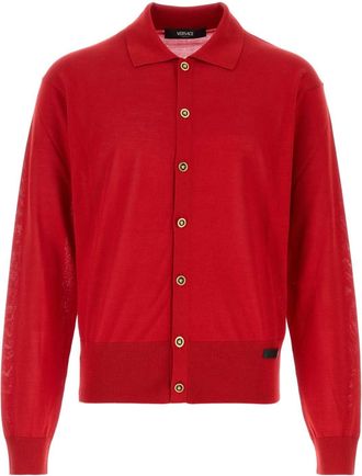 Versace Red Silk Blend Cardigan