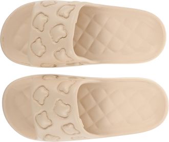 Supvox Womens Washable EVA Slippers Bear Pattern, Lightweight Indoor Outdoor Bathroom Slides, Non-Slip Summer House Shoes for Home and Beach, Khaki Size 38-3