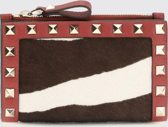 Valentino Garavani Portafoglio Rockstud in pelle e cavallino animalier
