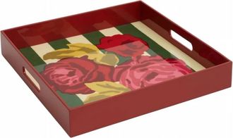 Lisa Corti Nizam Stripes And Flowers Lacquered Tray